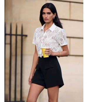 BLUSA ENCAJE MANGA CORTA DE...