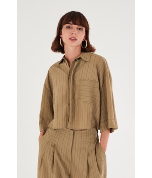 CAMISA CROP MANGA CORTA DE...