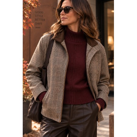 CAZADORA BOMBER CUADRITO GALES DE MUJER E&ABCN 