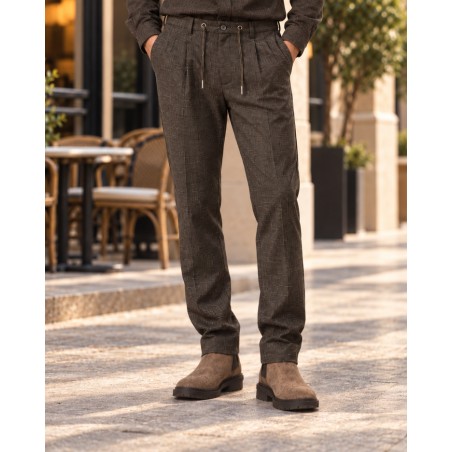 PANTALON CUADRO PEQUEÑO CON CORDON DE HOMBRE YES ZEE 