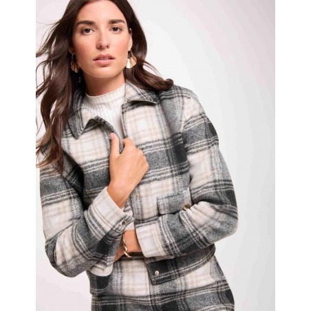 CHAQUETA CORTA CUADROS DE MUJER MORGAN 