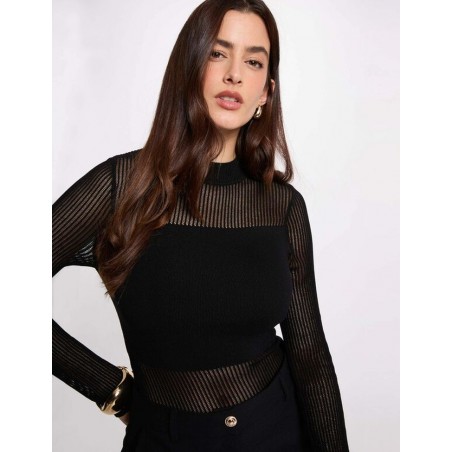 CAMISETA CALADA CUELLO ALTO DE MUJER MORGAN 