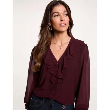 CAMISETA GASA CUELLO VOLANTE DE MUJER MORGAN 