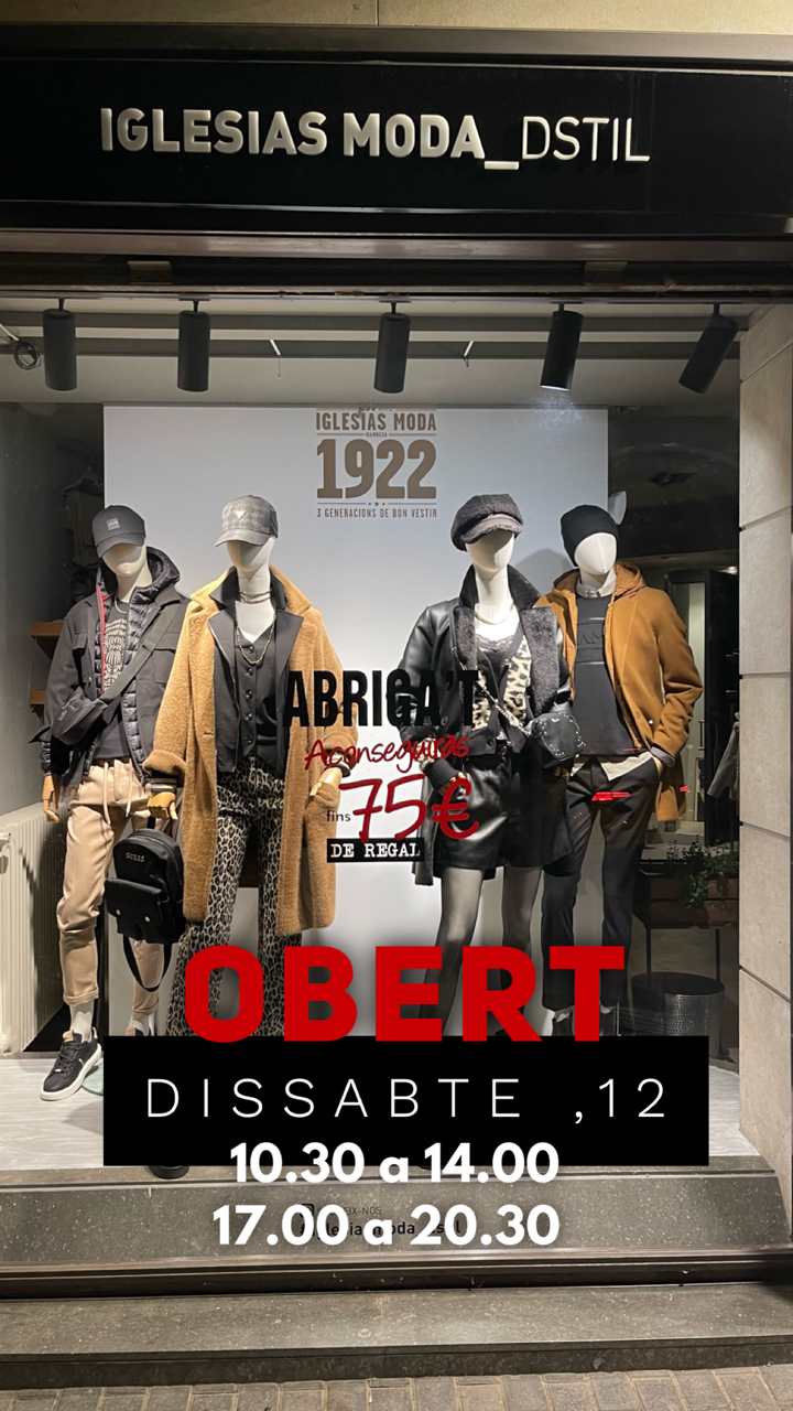 ⭐DISSABTE 12 OBERT. Promo ABRIGA’T ❄🎁 fins 75 € de REGAL